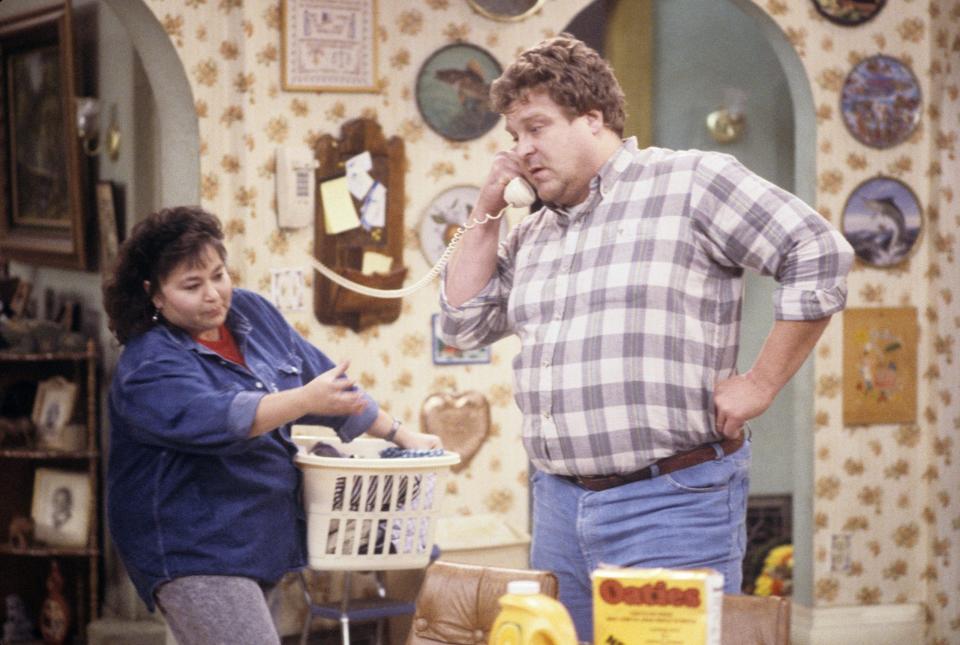 john goodman with roseanne barr on roseanne