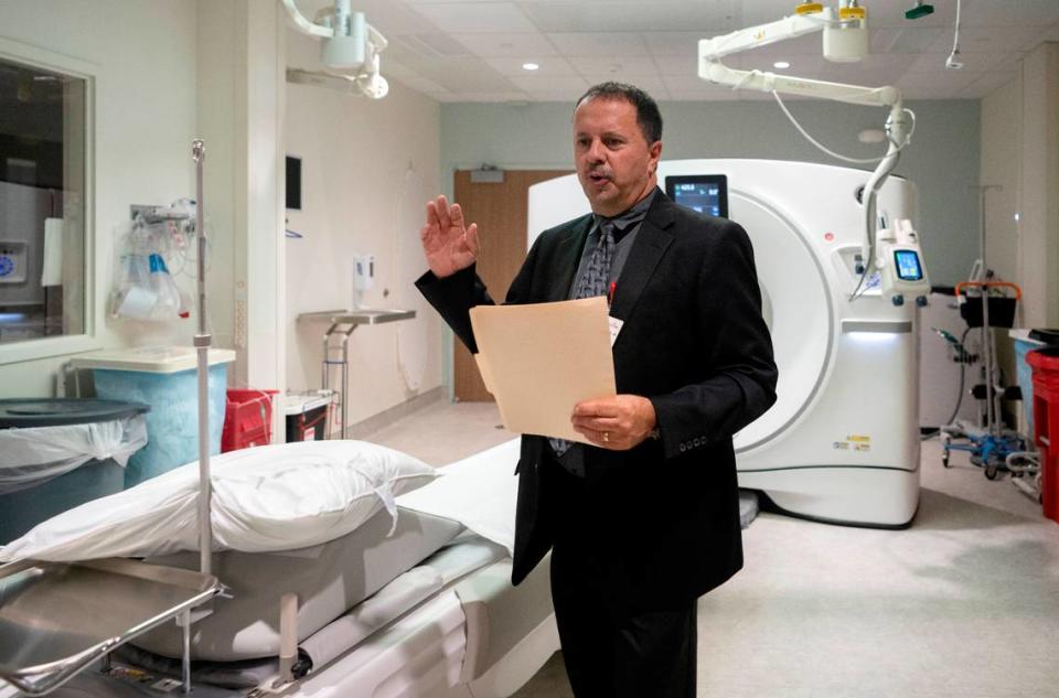 Larry Garman Jr. talks about one of the new CT scanners in Mount Nittany Health’s Diagnostic Pavilion on Monday, July 10, 2023. Abby Drey/adrey@centredaily.com