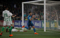 Soccer Football - La Liga Santander - Real Betis vs Real Madrid - Estadio Benito Villamarin, Seville, Spain - February 18, 2018 Real Madrid’s Marco Asensio celebrates scoring their third goal REUTERS/Jon Nazca