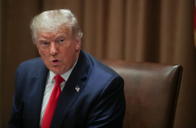 U.S. President Trump holds executive order signing event in the Cabinet Room of the White House in Washington