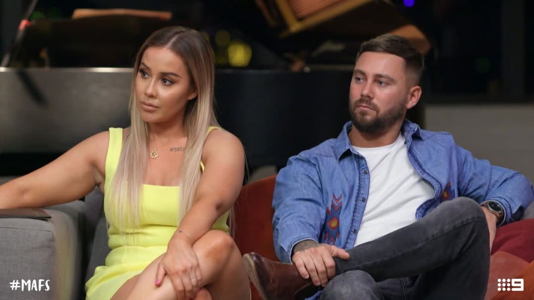 MAFS' Cathy and Josh have been having a very tough time in the last few weeks. Photo: Channel Nine