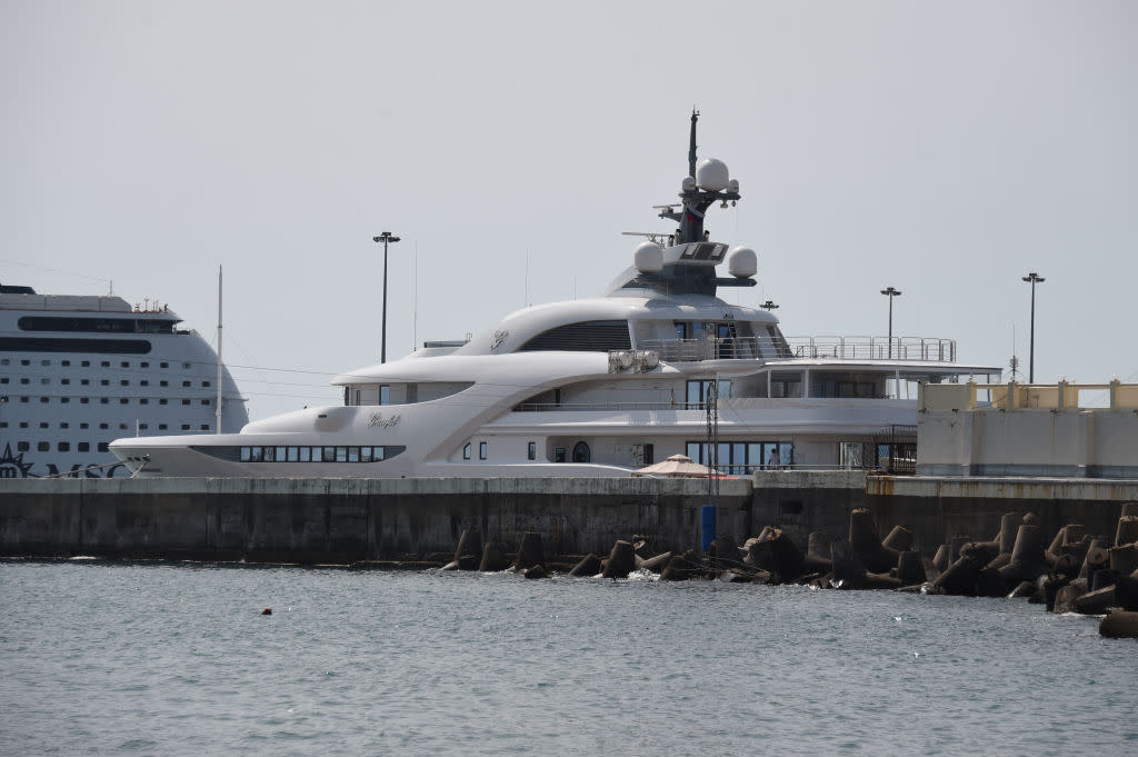 The yacht "Graceful," which belongs to Russian President Vladimir Putin, is mooored at the port of Sochi, Russia, in 2015. (Photo by Marcus Brandt/picture alliance via Getty Images)