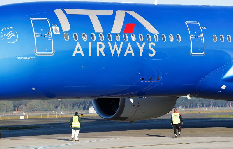 ITA Airways aircraft at Fiumicino airport in Rome