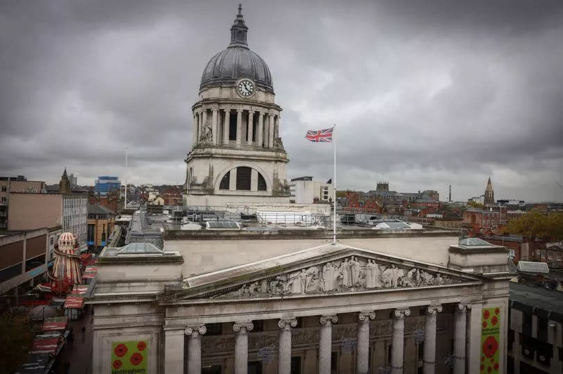 A general view of The Council House in Old Market Square, Nottingham city centre.