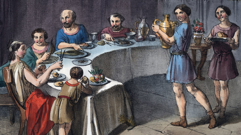 Painting of ancient Roman meal