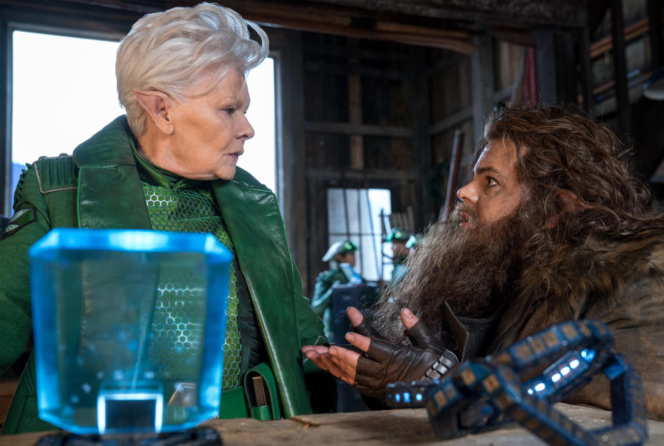 Jud Dench is Commander Root and Josh Gad is Mulch Diggums in Disney's ARTEMIS FOWL 