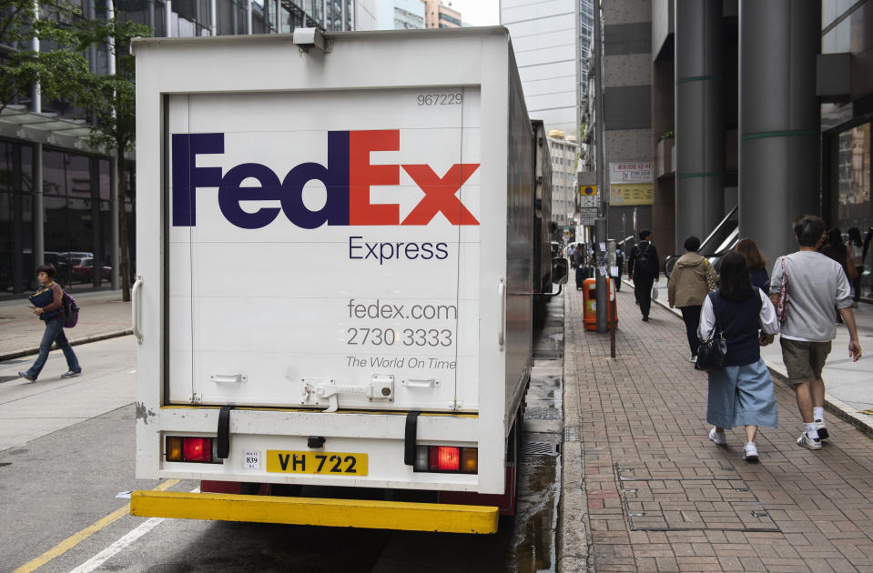 HONG KONG, CHINA - 2019/05/13: A FedEx Corp delivery truck seen parked on the streets of Hong Kong. (Photo by Budrul Chukrut/SOPA Images/LightRocket via Getty Images)