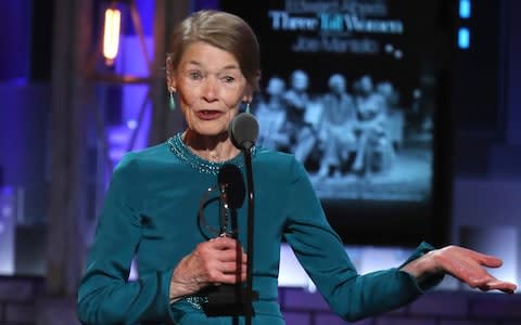 Glenda Jackson accepts the award for leading actress in a play for "Edward Albee's Three Tall Women"  - Credit: AP