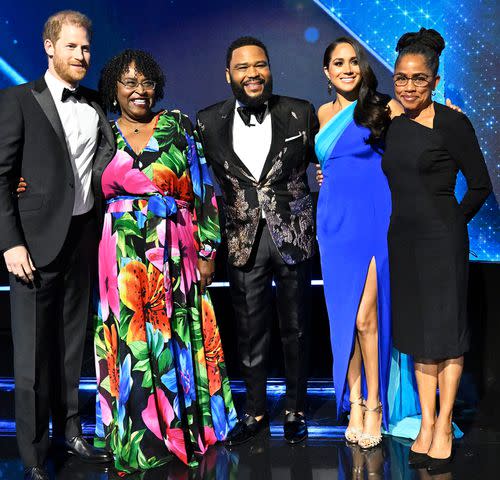 Earl Gibson III/NAACP Prince Harry, Doris Hancox, Anthony Anderson, Meghan Markle and Doria Ragland at the 2022 NAACP Image Awards in Los Angeles.