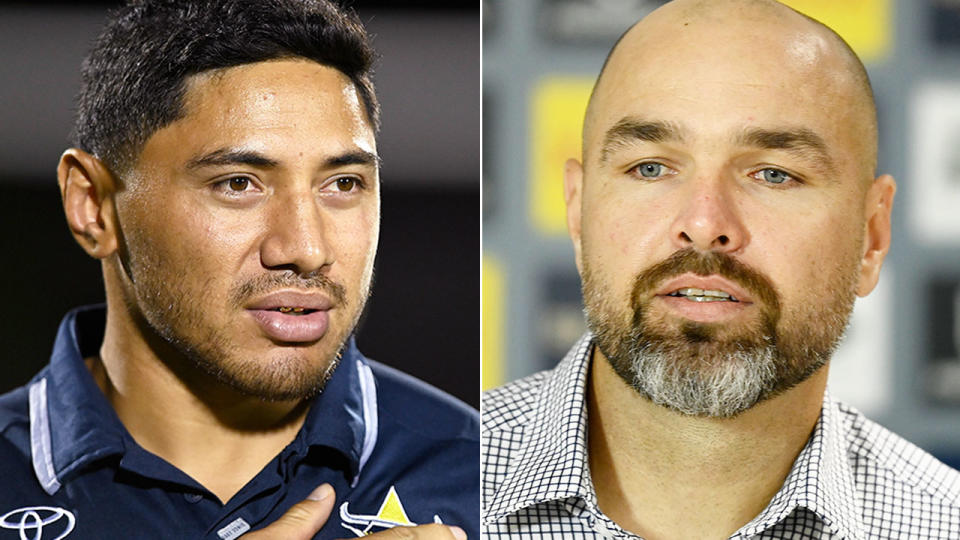 Pictured left is Cowboys captain Jason Taumaolo and the NRL side's coach Todd Payten on the right.