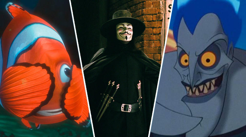 Finding Nemo, V For Vendetta, Hercules.