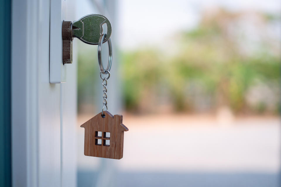 a key in a door