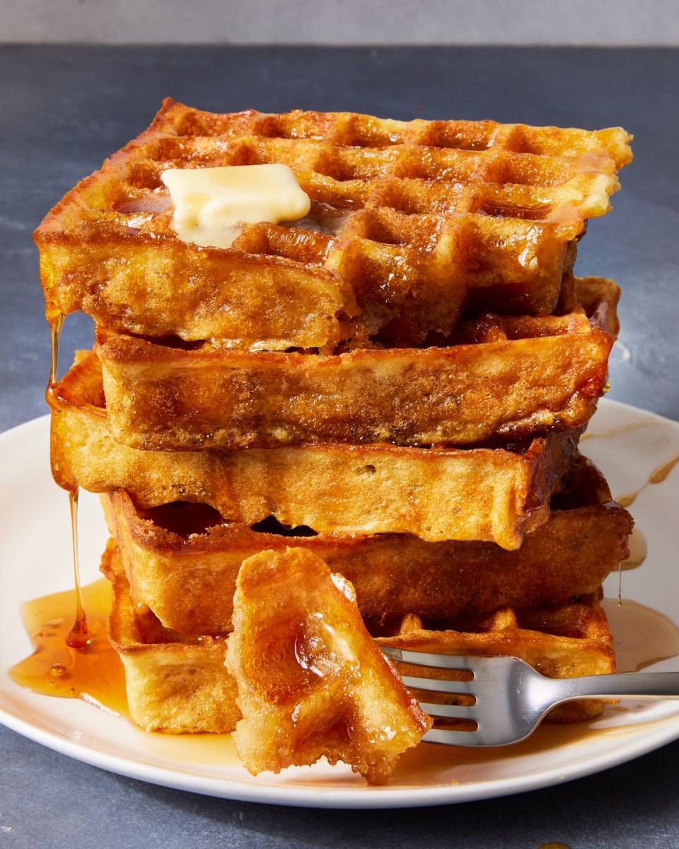 <p>Waffles are a beloved <a href="https://www.delish.com/cooking/nutrition/g1412/quick-healthy-breakfast-recipes/" rel="nofollow noopener" target="_blank" data-ylk="slk:breakfast;elm:context_link;itc:0;sec:content-canvas" class="link ">breakfast</a> food, so we’re not messing around with this one. Like our other breakfast carb faves—<a href="https://www.delish.com/cooking/g1684/best-pancakes/" rel="nofollow noopener" target="_blank" data-ylk="slk:pancakes;elm:context_link;itc:0;sec:content-canvas" class="link ">pancakes</a>, <a href="https://www.delish.com/cooking/recipe-ideas/a42923660/french-toast-recipe/" rel="nofollow noopener" target="_blank" data-ylk="slk:French toast;elm:context_link;itc:0;sec:content-canvas" class="link ">French toast</a>, and crepes—waffles are easy to make with ingredients you almost always have on hand. We learned a few things while testing these crispy and fluffy beauties, so we have all of the tips and tricks you need to nail them.<br><br>Get the <strong><a href="https://www.delish.com/cooking/recipe-ideas/a43365442/waffles-recipe/" rel="nofollow noopener" target="_blank" data-ylk="slk:Classic Homemade Waffles recipe;elm:context_link;itc:0;sec:content-canvas" class="link ">Classic Homemade Waffles recipe</a></strong>. </p>