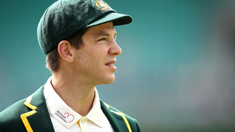 Tim Paine, pictured here before a Test match for Australia in 2019.