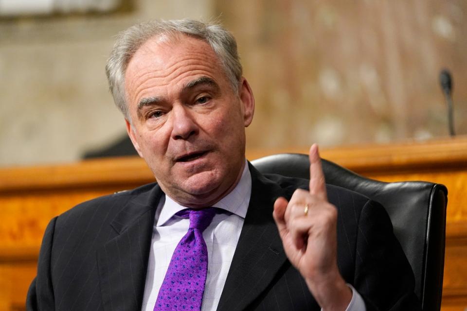 Sen. Tim Kaine speaks during a Senate Foreign Relations Committee hearing on Capitol Hill Thursday, Sept. 24, 2020.