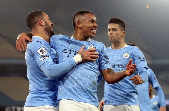 Gabriel Jesus (centre) struck twice 