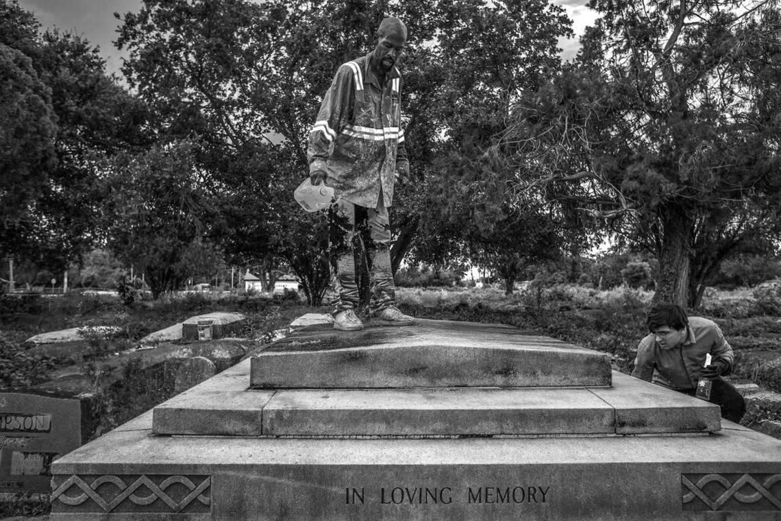 In “Cleansing,” Lincoln Memorial Park cemetery caretaker Arthur Kennedy helps keep the site clean.