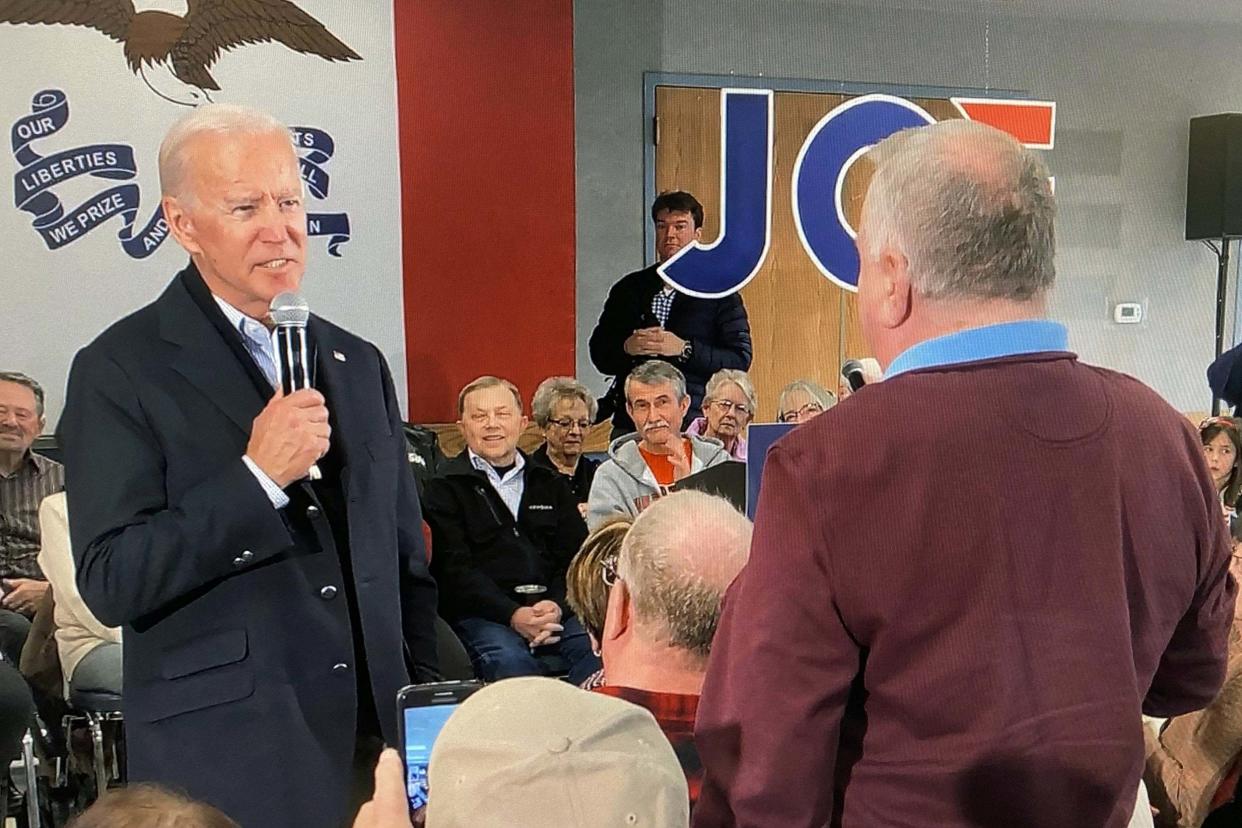 Former US Vice President Joe Biden faces off with a local resident challenging him about his son Hunter Biden's involvement with Ukraine: REUTERS