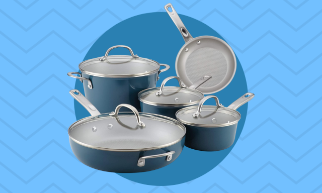 Ayesha Curry Twilight Teal Porcelain Enamel Nonstick Cookware Set 12 Piece