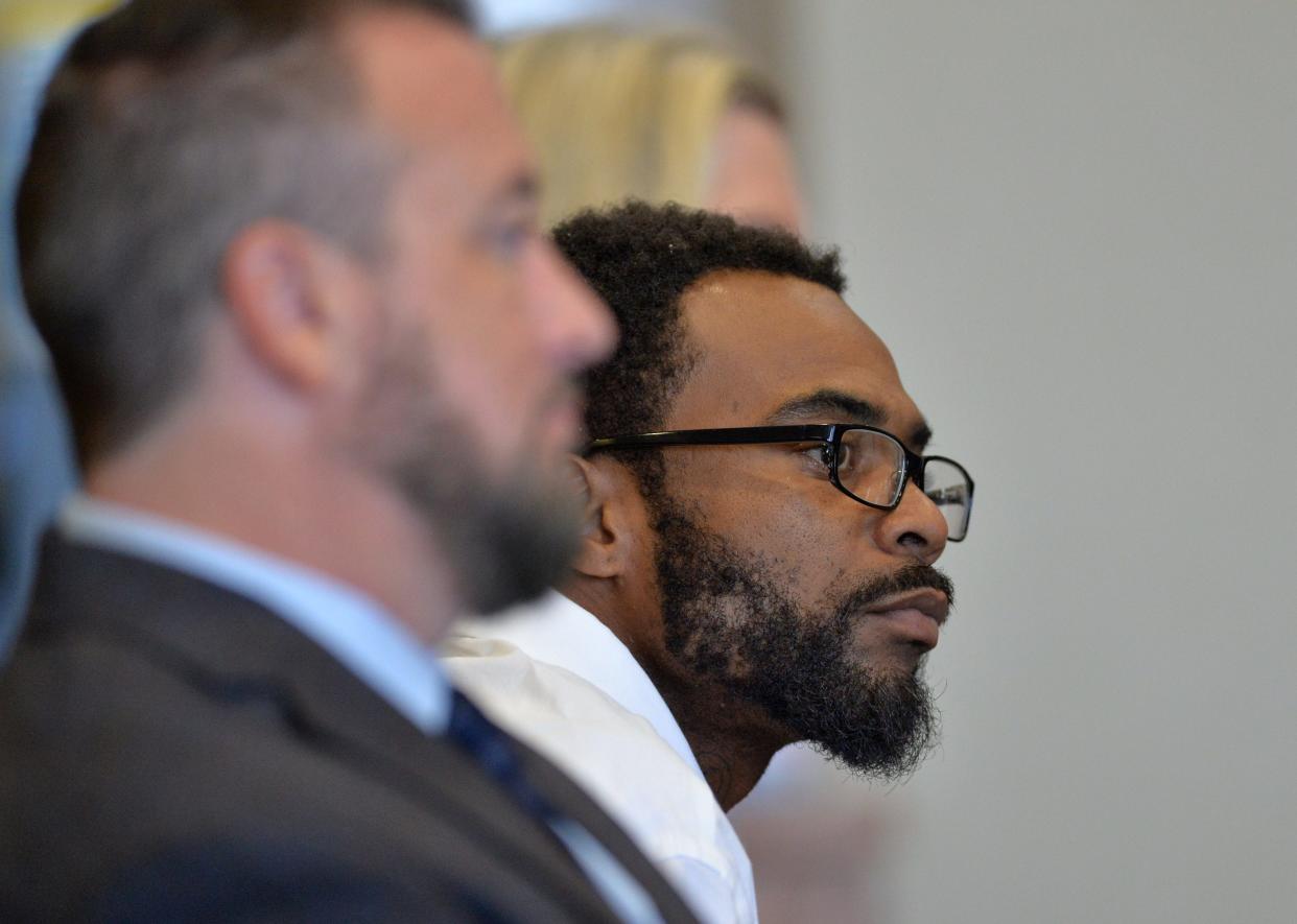 Jaymes Smith appears in a Sarasota County courtroom Tuesday, July 11, 2023, in connection to a drive-by shooting on N. Washington Blvd. in August 2020. Smith is a rapper from Sarasota who goes by the name "Shug Stacks". The trial was held on April 22, 2024.