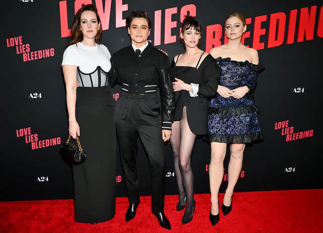 <p>Michael Buckner/Variety via Getty Images</p> (L-R) Jena Malone, Katy O'Brian, Kristen Stewart and Anna Baryshnikov at the 'Love Lies Bleeding' premiere in Los Angeles