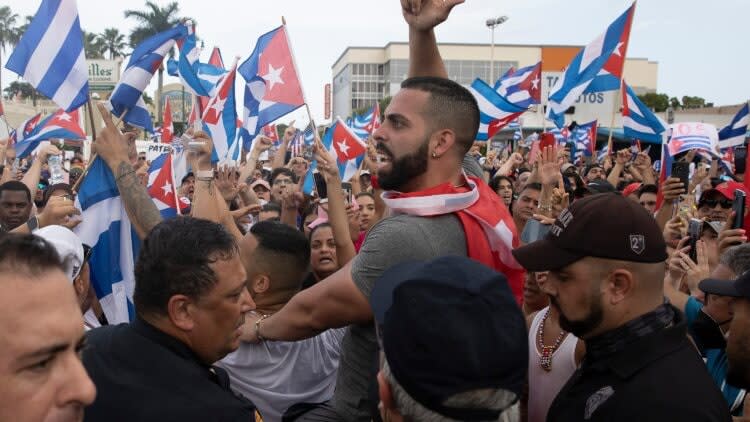 Miami Area Cubans Rally In Solidarity With Protesters In Cuba