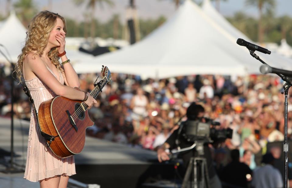 Musician Taylor Swift performs during day 2 of Stagecoach, California's Country Music Festival held at the Empire Polo Field on May 3, 2008 in Indio, California.