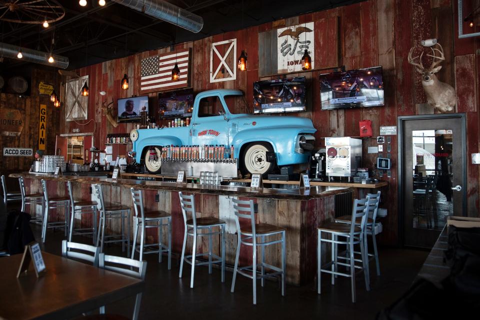 Barn Town Brewery features a 1955 Ford F-100 above the bar.