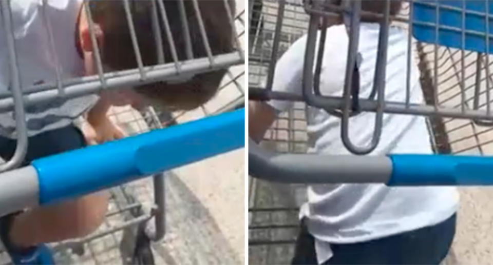 Life hack: Texas mum's Wallmart shopping trolley move saves her back, goes viral.