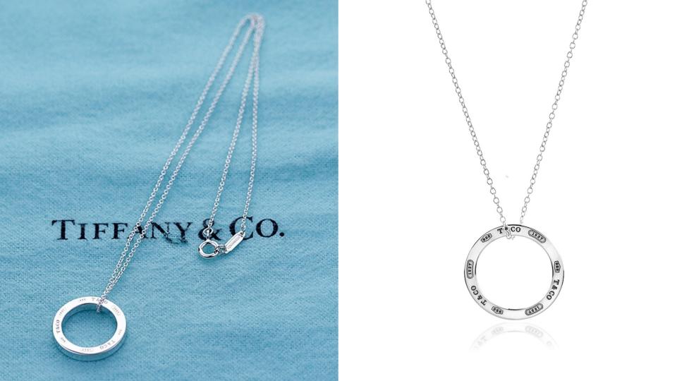 精品二手款5折起必搶��二手品 Tiffany&Co. 1837系列 環型刻字925純銀項鍊！圖片來源：Yahoo奇摩購物中心