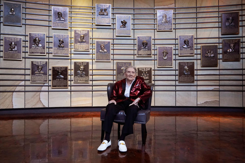 Jerry Lee Lewis sits for a picture at the Country Music Hall of Fame after it was announced he will be inducted as a member, in Nashville, Tenn., on May 17, 2022.<span class="copyright">Mark Humphrey—AP</span>