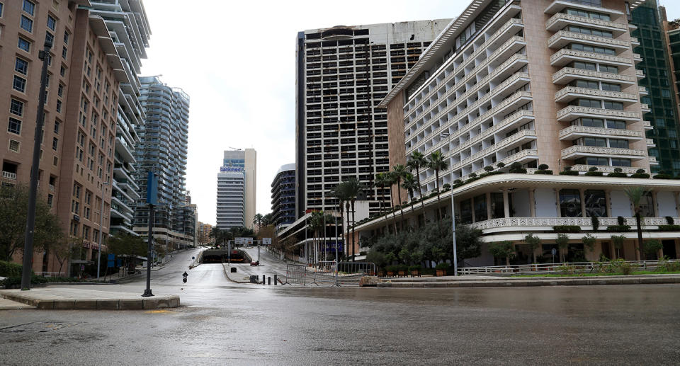 Empty street in Beirut, Lebanon. Source: AP