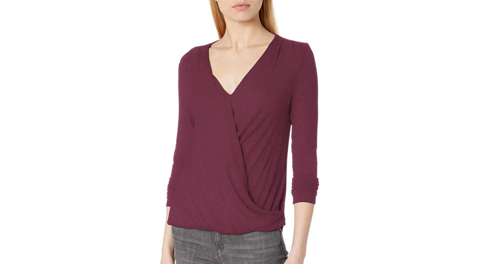 Daily Ritual Women's Rayon Spandex Fine Rib Draped Long-Sleeve Top (Photo: Amazon)