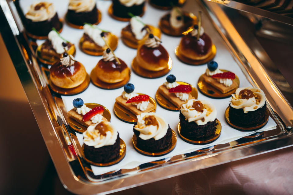 A tray with food