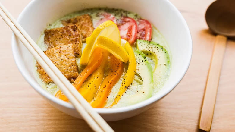 Avocado-Miso Ramen in bowl