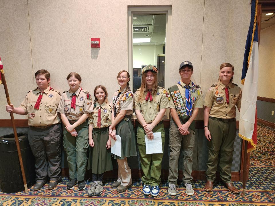 Members of BSA Troop 633 and Troop 4086 presented the invocation and presentation of colors at the 23rd annual Good Scout Luncheon, held Thursday afternoon in the Amarillo Civic Center Heritage Ballroom.