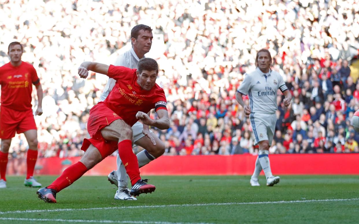 Steven Gerrard scores a goal - REUTERS