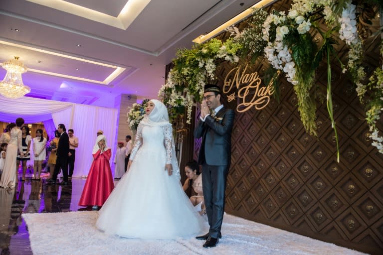 The wedding ceremony is one of dozens of marriages held over the last few months at the Al Meroz - Bangkok's first entirely halal hotel