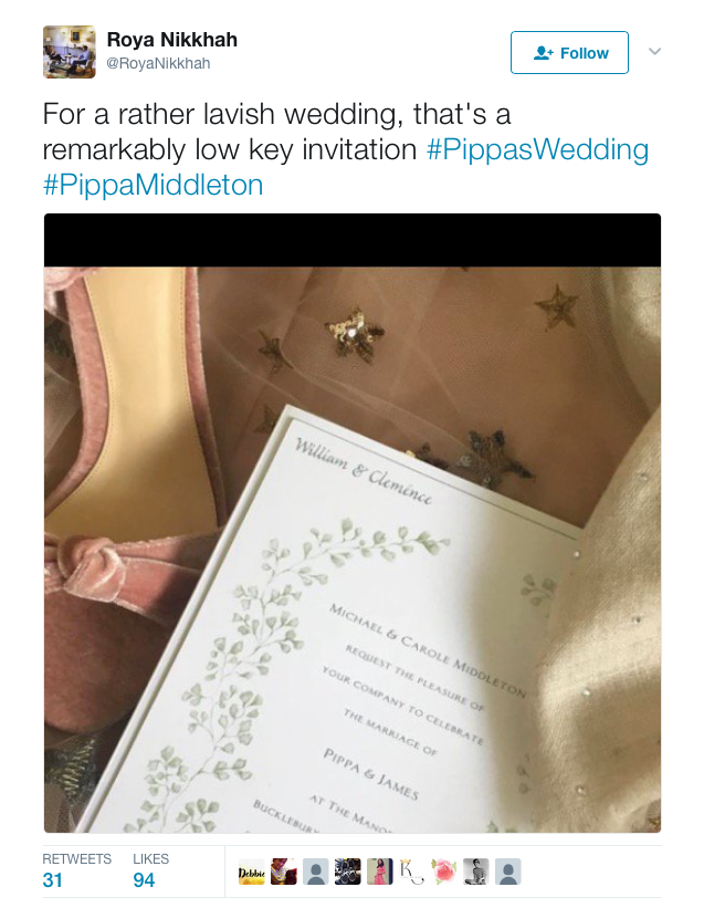 On Saturday, glimpses of Pippa Middleton's wedding invitations started circulating around on social media.