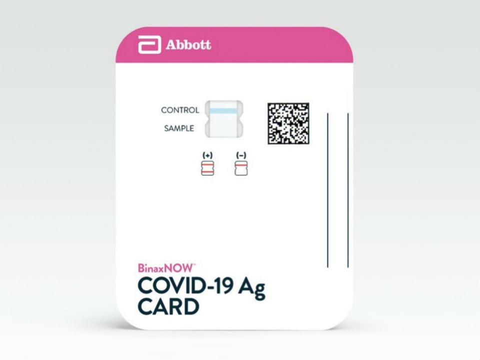 The BinaxNOW COVID-19 Ag Card is about the size of a credit card and requires no additional equipment, according to Abbott Labs.