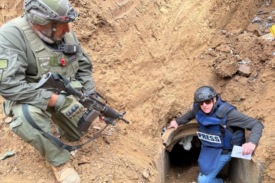 Mark Patinkin at the opening of an attack tunnel in Gaza near the Israeli border.