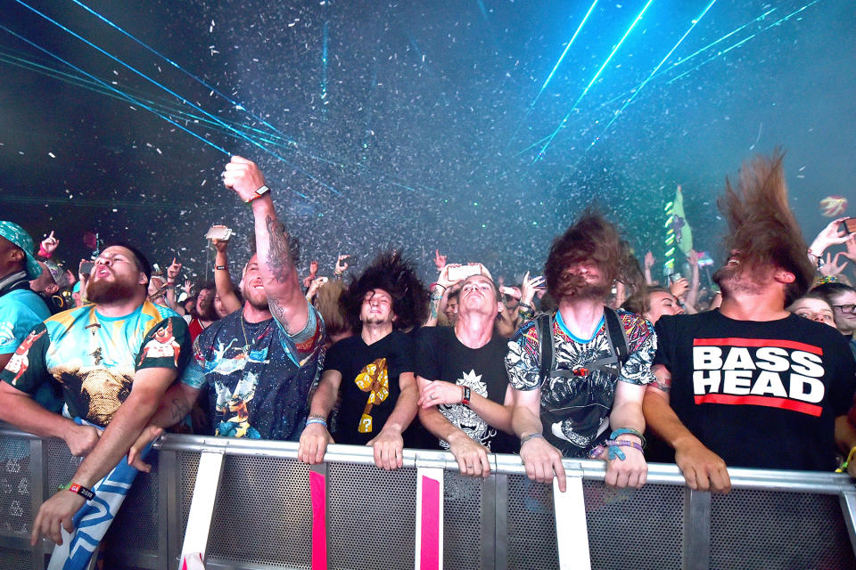 MANCHESTER, TN - JUNE 08:  A general view of the fans at the 'Which' Stage during the Bassnectar set at the 2018 Bonnaroo Music & Arts Festival on June 8, 2018 in Manchester, Tennessee.  (Photo by C Flanigan/WireImage)