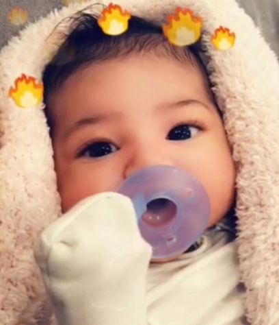 Here she is up close. Travis Scott shared this pic of his 'little rager' on Instagram #bless. Photo: Travis Scott Instagram