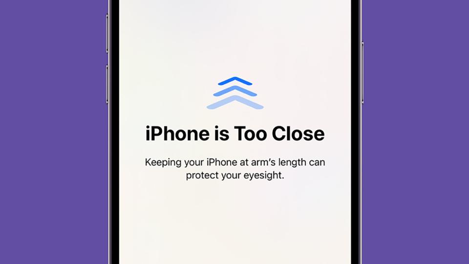 You'll see a message like this when your phone is too close to your face. <em>Credit: Apple</em>