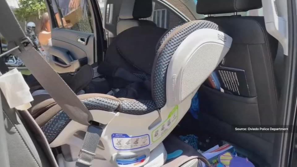 FILE IMAGE: Child's car seat in vehicle.
