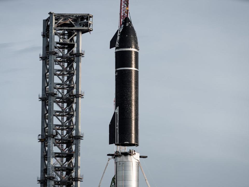 Starship was placed on the Super Heavy booster on 3 August, 2021, in Boca Chica, Texas (SpaceX)