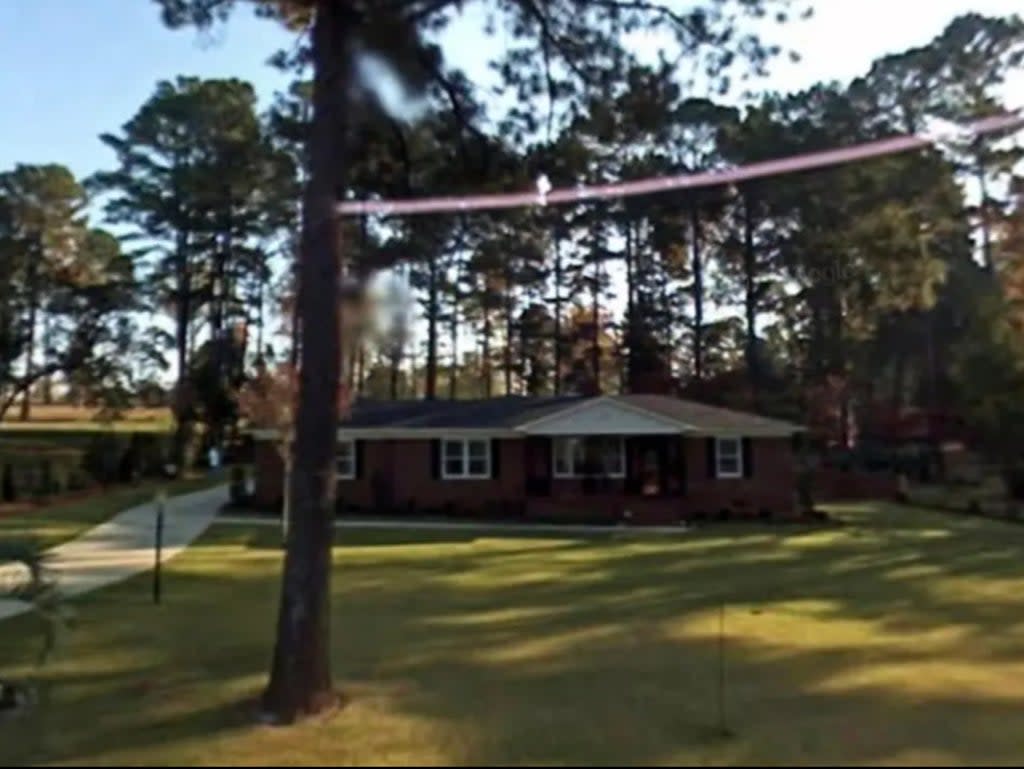 The Thacker home just outside of Augusta National Golf Club in Georgia. The home was built by Herman and Elizabeth Thacker in 1959, and the couple refused to sell it to Augusta for years. Ms Thacker remains in the house to this day. (Google Maps)