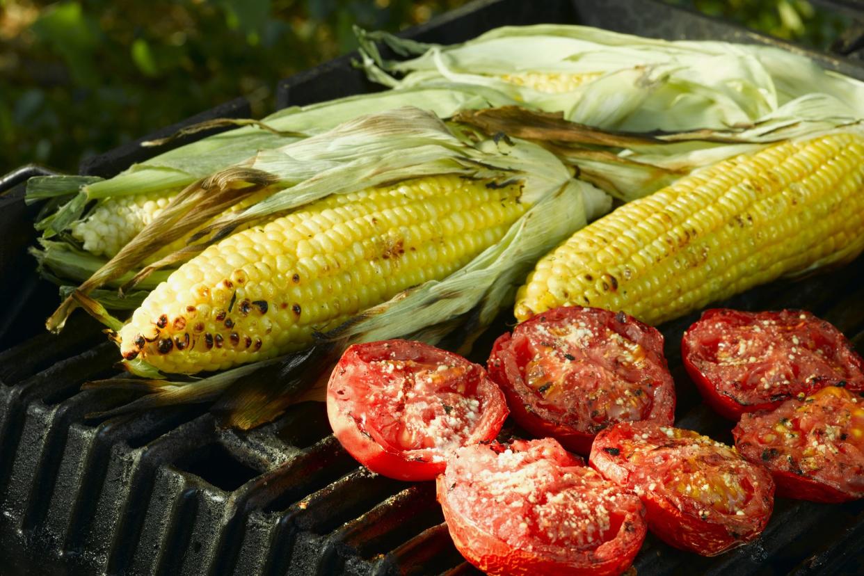 grilled corn and tomatoes