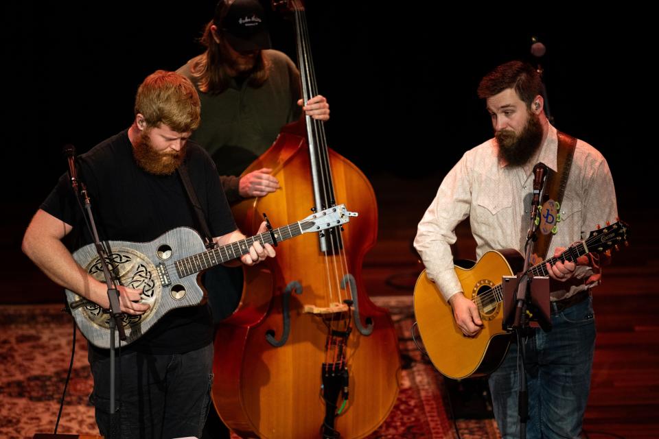 Oliver Anthony performs at the Ryman Auditorium in Nashville, Tenn., Thursday, Feb. 22, 2024.