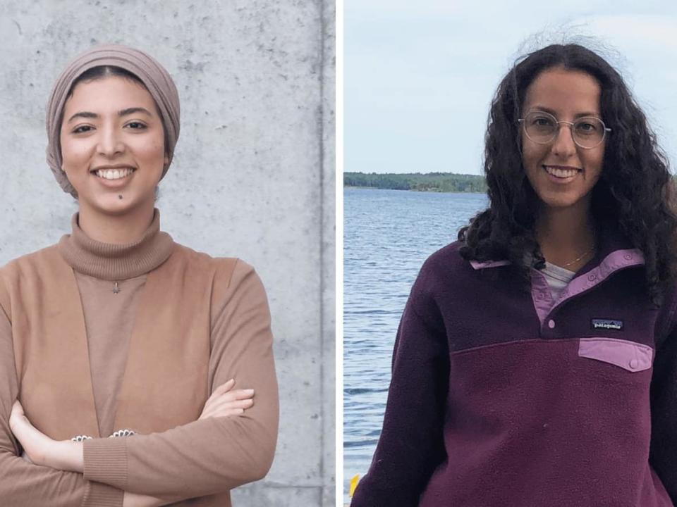 Asmae Danouj, left, and Justine Petrucci reflect on how the 32nd anniversary of the Polytechnique massacre fuels their desire to inspire a new generation of women engineers and continue taking up space in the male-dominated industry. (Submitted by Asmae Danouj, Justine Petrucci - image credit)